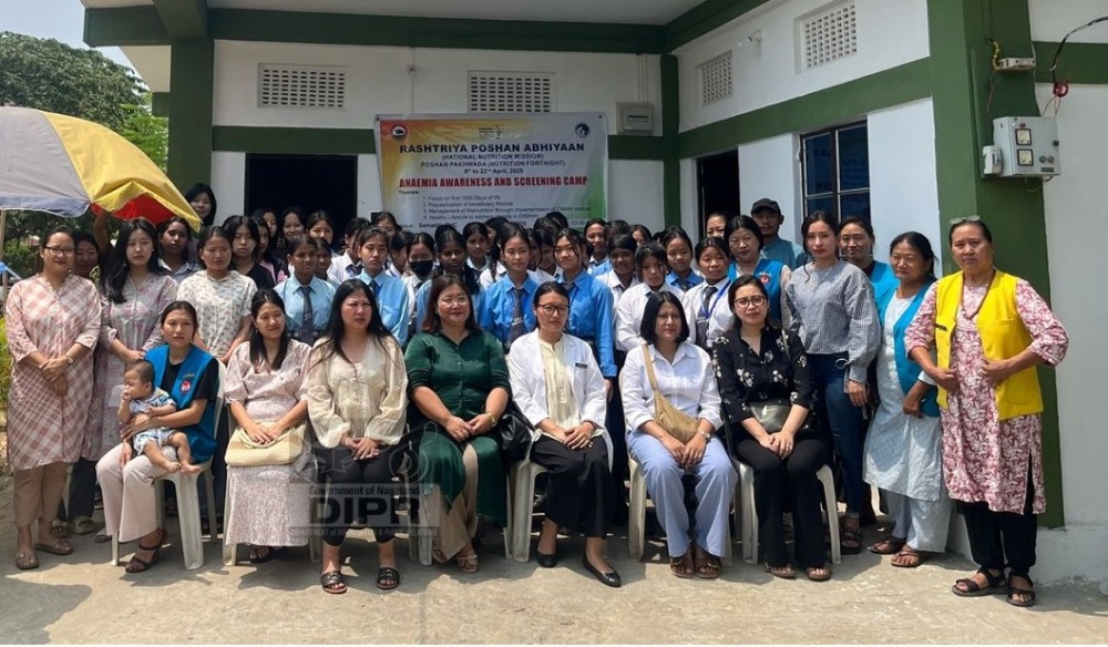 Speaker with participants during anaemia awareness and screening camp at the Sematila Health and Wellness Centre, Dimapur on April 11. (DIPR Photo)